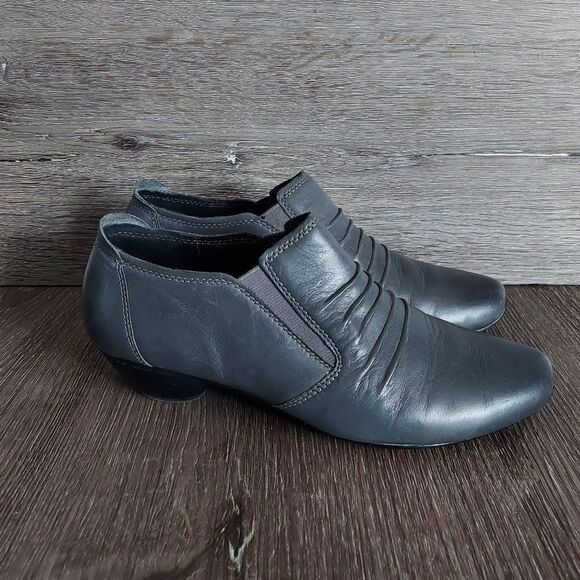 Josef Seibel Gray Leather Ruched Slip On Shoes Pumps Women's 38 US 7-7.5 - Picture 1 of 8
